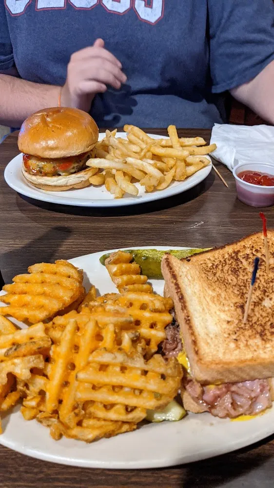 Grilled Ham and Cheese with Waffle Fries